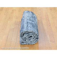 Load image into Gallery viewer, 5&#39;10&quot;x9&#39; Black And Silver, Modern, Wool And Plant Based Silk, Hand Loomed, Oriental Rug FWR480198