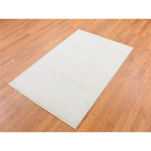 Load image into Gallery viewer, 4&#39;1&quot;x6&#39;1&quot; Ivory, Modern, Hand Knotted, Grass Design, Densely Woven, Wool And Silk, Oriental Rug FWR480234