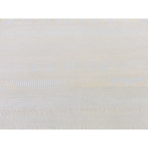 4'1"x6'1" Ivory, Modern, Hand Knotted, Grass Design, Densely Woven, Wool and Silk, Oriental Rug FWR480234