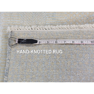 4'1"x6'1" Ivory, Modern, Hand Knotted, Grass Design, Densely Woven, Wool And Silk, Oriental Rug FWR480234