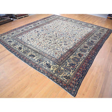 Load image into Gallery viewer, 14&#39;3&quot;x15&#39;7&quot; Ivory, Antique Persian Bakhtiar with Rare All Over Design, Excellent Condition Hand Knotted Pure Wool, Signed by Kashan Carpets, Large Squarish Oversized Oriental Rug FWR480330