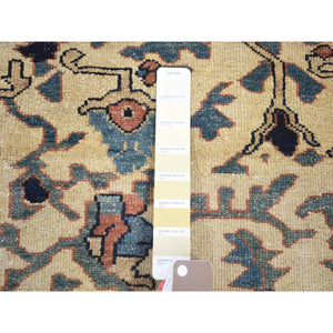 14'3"x15'7" Ivory, Antique Persian Bakhtiar with Rare All Over Design, Excellent Condition Hand Knotted Pure Wool, Signed by Kashan Carpets, Large Squarish Oversized Oriental Rug FWR480330