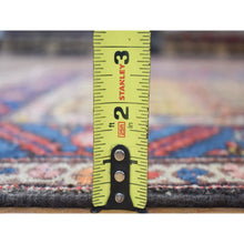 Load image into Gallery viewer, 4&#39;x10&#39;3&quot; Yellow, Antique Persian Bakshaish Abrash Paisley Design With Serrated Leaf Border, Excellent Condition Pure Wool, Clean Hand Knotted, Wide Runner Oriental Rug FWR480348