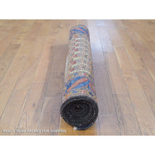 Load image into Gallery viewer, 4&#39;x10&#39;3&quot; Yellow, Antique Persian Bakshaish Abrash Paisley Design with Serrated Leaf Border, Excellent Condition Pure Wool, Clean Hand Knotted, Wide Runner Oriental Rug FWR480348