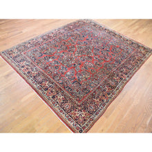 Load image into Gallery viewer, 7&#39;10&quot;x9&#39;10&quot; Tomato Red, Antique Persian Sarouk With Flower Bouquet Design, Full Pile, Mint Condition, Soft Wool, Hand Knotted, Clean, Sides And Ends Professionally Secured, Oriental Rug FWR480384