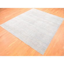 Load image into Gallery viewer, 8&#39;1&quot;x9&#39;10&quot; Light Grey, Modern, Hand Knotted, Grass Design, Densely Woven, Wool And Silk, Oriental Rug FWR480390