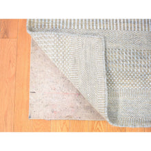 Load image into Gallery viewer, 8&#39;1&quot;x9&#39;10&quot; Light Grey, Modern, Hand Knotted, Grass Design, Densely Woven, Wool And Silk, Oriental Rug FWR480390
