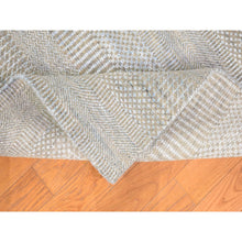 Load image into Gallery viewer, 8&#39;1&quot;x9&#39;10&quot; Light Grey, Modern, Hand Knotted, Grass Design, Densely Woven, Wool And Silk, Oriental Rug FWR480390