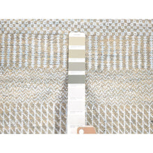 Load image into Gallery viewer, 8&#39;1&quot;x9&#39;10&quot; Light Grey, Modern, Hand Knotted, Grass Design, Densely Woven, Wool And Silk, Oriental Rug FWR480390