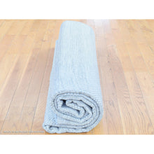 Load image into Gallery viewer, 8&#39;1&quot;x9&#39;10&quot; Light Grey, Modern, Hand Knotted, Grass Design, Densely Woven, Wool And Silk, Oriental Rug FWR480390