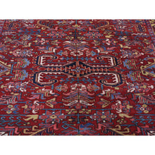 Load image into Gallery viewer, 7&#39;4&quot;x9&#39;9&quot; Tomato Red With Gold, Antique Persian Heriz All Over Geometric Design, Pure Wool, Full Pile, Excellent Condition, Hand Knotted, Clean, Sides And Ends Professionally Secured, Oriental Rug FWR480414