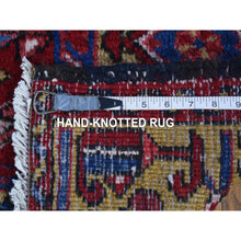 Load image into Gallery viewer, 7&#39;4&quot;x9&#39;9&quot; Tomato Red With Gold, Antique Persian Heriz All Over Geometric Design, Pure Wool, Full Pile, Excellent Condition, Hand Knotted, Clean, Sides And Ends Professionally Secured, Oriental Rug FWR480414
