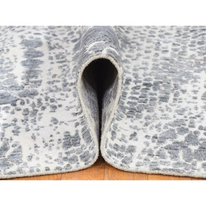 4'x6' Ivory, Modern Design, Hand Knotted Tone on Tone Plant Based Silk with Textured Wool, Oriental Rug FWR480462