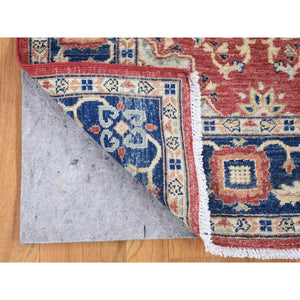 5'x6'6" Tomato Red, Peshawar Mahal Design with Soft Colors, Soft Wool Hand Knotted, Oriental Rug FWR480468