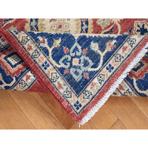 5'x6'6" Tomato Red, Peshawar Mahal Design with Soft Colors, Soft Wool Hand Knotted, Oriental Rug FWR480468