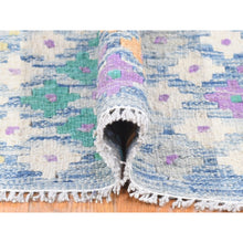 Load image into Gallery viewer, 10&#39;3&quot;x13&#39;2&quot; Blue, Afghan Kilim With Geometric Design, Multicolor Flat Weave, Vertical Zig Zag Design, Vegetable Dyes, Pure Wool, Hand Knotted Oriental Rug FWR480510