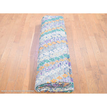Load image into Gallery viewer, 10&#39;3&quot;x13&#39;2&quot; Blue, Afghan Kilim With Geometric Design, Multicolor Flat Weave, Vertical Zig Zag Design, Vegetable Dyes, Pure Wool, Hand Knotted Oriental Rug FWR480510
