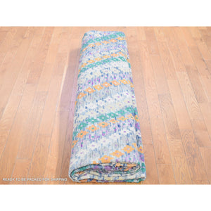 10'3"x13'2" Blue, Afghan Kilim With Geometric Design, Multicolor Flat Weave, Vertical Zig Zag Design, Vegetable Dyes, Pure Wool, Hand Knotted Oriental Rug FWR480510