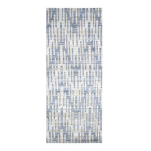 Load image into Gallery viewer, 4&#39;x10&#39;3&quot; Gray, Zigzag with Graph Design, Pure Silk and Textured Wool, Hand Knotted Wide Runner Oriental Rug FWR480528