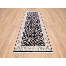 Load image into Gallery viewer, 2&#39;8&quot;x9&#39;10&quot; Midnight Blue, Wool 250 Kpsi Hand Knotted, Nain All Over Flower Design, Fine Runner Oriental Rug FWR480534