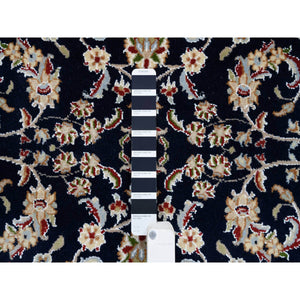 2'8"x9'10" Midnight Blue, Wool 250 Kpsi Hand Knotted, Nain All Over Flower Design, Fine Runner Oriental Rug FWR480534