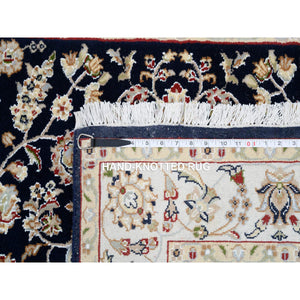 2'8"x9'10" Midnight Blue, Wool 250 Kpsi Hand Knotted, Nain All Over Flower Design, Fine Runner Oriental Rug FWR480534