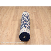 Load image into Gallery viewer, 2&#39;8&quot;x9&#39;10&quot; Midnight Blue, Wool 250 Kpsi Hand Knotted, Nain All Over Flower Design, Fine Runner Oriental Rug FWR480534