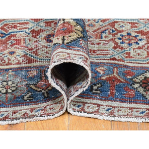 13'10"x19'5" Beige, Handmade Antique Persian Mahal, Areas Of Wear, Sides And Ends Professionally Secured, Pure Wool, Oversized Oriental Rug FWR480696