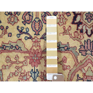 7'7"x12'7" Beige, Antique Turkish Sivas, Mint Condition, Clean and Soft, Sides and Ends Professionally Secured, Pure Wool, Hand Knotted Gallery Size Oriental Rug FWR480732