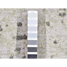 Load image into Gallery viewer, 2&#39;6&quot;x10&#39;4&quot; Gray, Modern Abstract Design, Denser Weave, Hand Knotted Pure Wool Runner Oriental Rug FWR480738