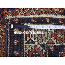 Load image into Gallery viewer, 3&#39;9&quot;x4&#39;8&quot; Honey Brown, Antique Caucasian Kazak Geometric Triangle Design, Pure Wool Hand Knotted, Good Condition Even Wear Clean Sides And Ends Professionally Secured, Oriental Rug FWR480828