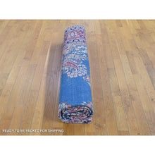 Load image into Gallery viewer, 10&#39;x12&#39;10&quot; Blue, Vintage Persian Kerman Cropped Thin, Distressed Look Worn Wool Hand Knotted, Oriental Rug FWR480834