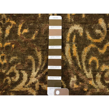 Load image into Gallery viewer, 4&#39;8&quot;x18&#39;2&quot; Chocolate Brown, Modern Damask Hand Knotted, Tone On Tone Wool And Silk, Wide Runner Oriental Rug FWR480852