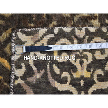 Load image into Gallery viewer, 4&#39;8&quot;x18&#39;2&quot; Chocolate Brown, Modern Damask Hand Knotted, Tone On Tone Wool And Silk, Wide Runner Oriental Rug FWR480852