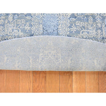 Load image into Gallery viewer, 6&#39;x6&#39; Blue Hand Knotted Wool And Pure Silk Jewellery Design With Soft Colors Round Oriental Rug FWR480858