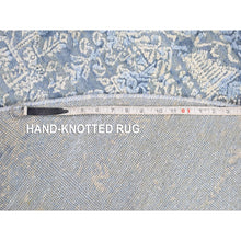 Load image into Gallery viewer, 6&#39;x6&#39; Blue Hand Knotted Wool And Pure Silk Jewellery Design With Soft Colors Round Oriental Rug FWR480858