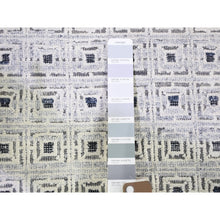 Load image into Gallery viewer, 2&#39;8&quot;x8&#39;1&quot; Ivory, Modern With Squares Design, Pure Silk With Textured Wool Hand Knotted, Runner Oriental Rug FWR480894
