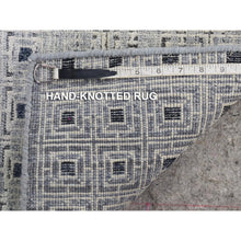 Load image into Gallery viewer, 2&#39;8&quot;x8&#39;1&quot; Ivory, Modern With Squares Design, Pure Silk With Textured Wool Hand Knotted, Runner Oriental Rug FWR480894