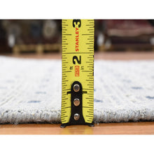 Load image into Gallery viewer, 2&#39;8&quot;x8&#39;1&quot; Ivory, Modern With Squares Design, Pure Silk With Textured Wool Hand Knotted, Runner Oriental Rug FWR480894
