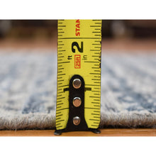 Load image into Gallery viewer, 2&#39;8&quot;x8&#39;2&quot; Navy Blue, Modern Damask Design Hand Knotted, Tone On Tone Textured Wool And Pure Silk, Runner Oriental Rug FWR480900