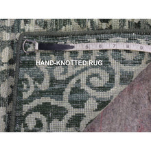 Load image into Gallery viewer, 2&#39;9&quot;x8&#39; Green, Modern Damask Arabesque Design, Hand Knotted Textured Wool And Pure Silk, Runner Oriental Rug FWR480906
