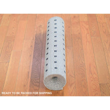 Load image into Gallery viewer, 2&#39;7&quot;x8&#39;1&quot; Ivory, Pure Silk With Textured Wool Hand Knotted, Modern With Squares Design, Runner Oriental Rug FWR480924