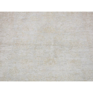 3'9"x5'8" Ivory, Extra Soft Wool Natural Dyes Hand Knotted, White Wash Peshawar, Oriental Rug FWR480936