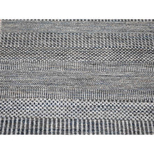 Load image into Gallery viewer, 2&#39;7&quot;x14&#39;1&quot; Charcoal Black, Modern Grass Design Gabbeh, Densely Woven 鈥媓and Knotted Wool And Silk, Runner Oriental Rug FWR480984