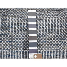 Load image into Gallery viewer, 2&#39;7&quot;x14&#39;1&quot; Charcoal Black, Modern Grass Design Gabbeh, Densely Woven 鈥媓and Knotted Wool And Silk, Runner Oriental Rug FWR480984
