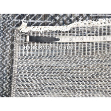 Load image into Gallery viewer, 2&#39;7&quot;x14&#39;1&quot; Charcoal Black, Modern Grass Design Gabbeh, Densely Woven 鈥媓and Knotted Wool And Silk, Runner Oriental Rug FWR480984