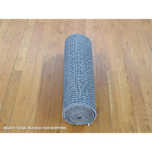 Load image into Gallery viewer, 2&#39;7&quot;x14&#39;1&quot; Charcoal Black, Modern Grass Design Gabbeh, Densely Woven 鈥媓and Knotted Wool And Silk, Runner Oriental Rug FWR480984