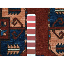 Load image into Gallery viewer, 3&#39;10&quot;x5&#39;10&quot; Rust Red, Afghan Ersari With Elephant Feet Design, Hand Knotted Pure Wool, Oriental Rug FWR480990
