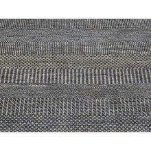 Load image into Gallery viewer, 2&#39;8&quot;x10&#39; Charcoal Black With Toppings Of Gold, Hand Knotted Wool And Silk, Modern Grass Design Gabbeh Densely Woven, Runner Oriental Rug FWR480996