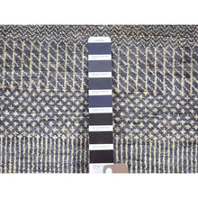 Load image into Gallery viewer, 2&#39;8&quot;x10&#39; Charcoal Black With Toppings Of Gold, Hand Knotted Wool And Silk, Modern Grass Design Gabbeh Densely Woven, Runner Oriental Rug FWR480996